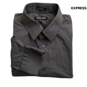 Express 1MX Modern Fit Gray Dress Shirt Medium